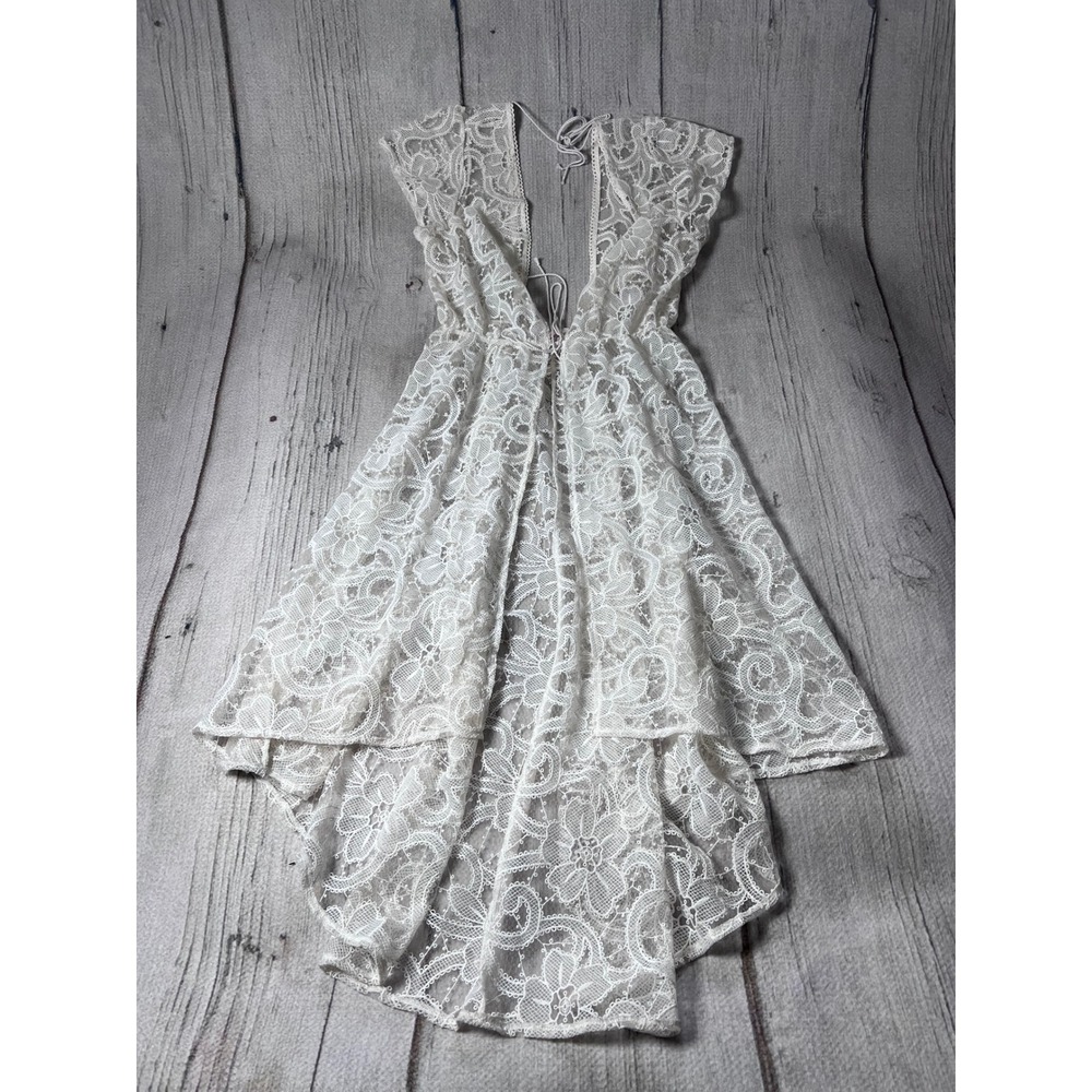 Victoria's Secret Lace Lingerie‎ Robe Womens XS/S White Boho Bridal High Low